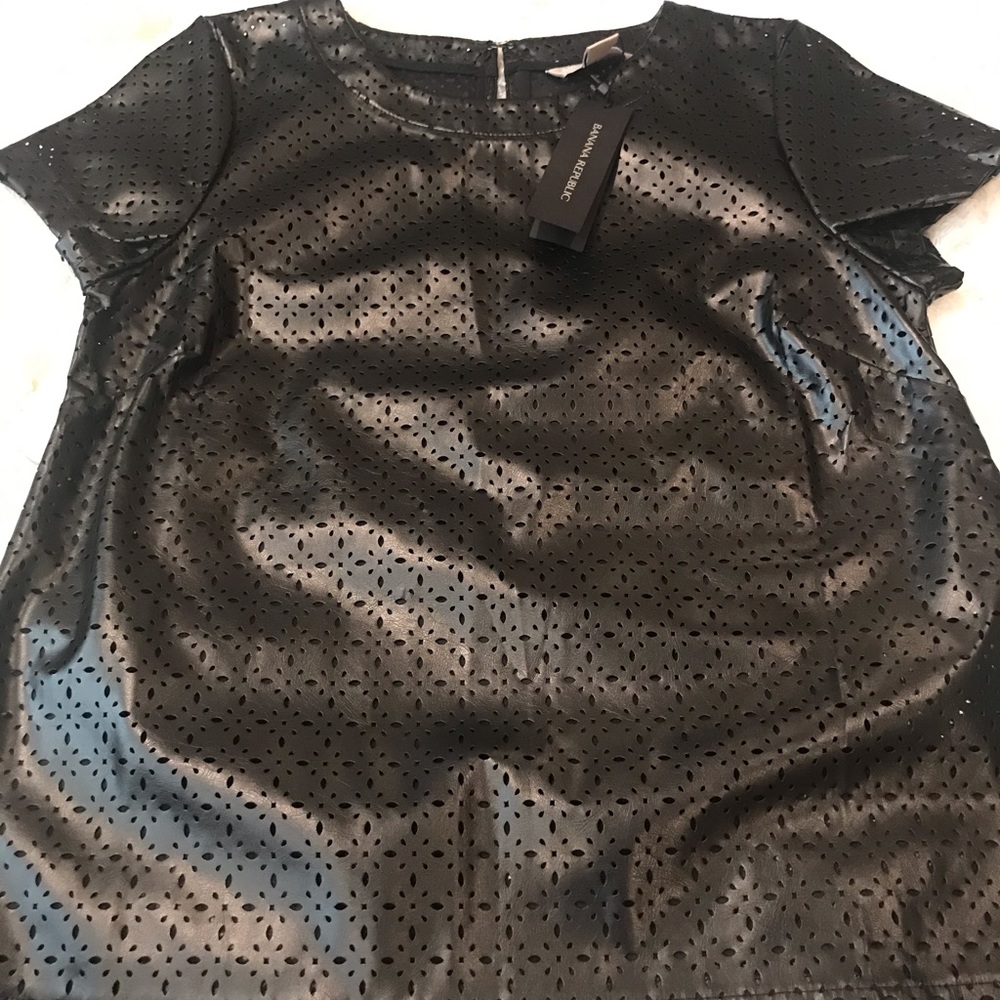 Banana Republic Women’s Black Faux Leather Shirt